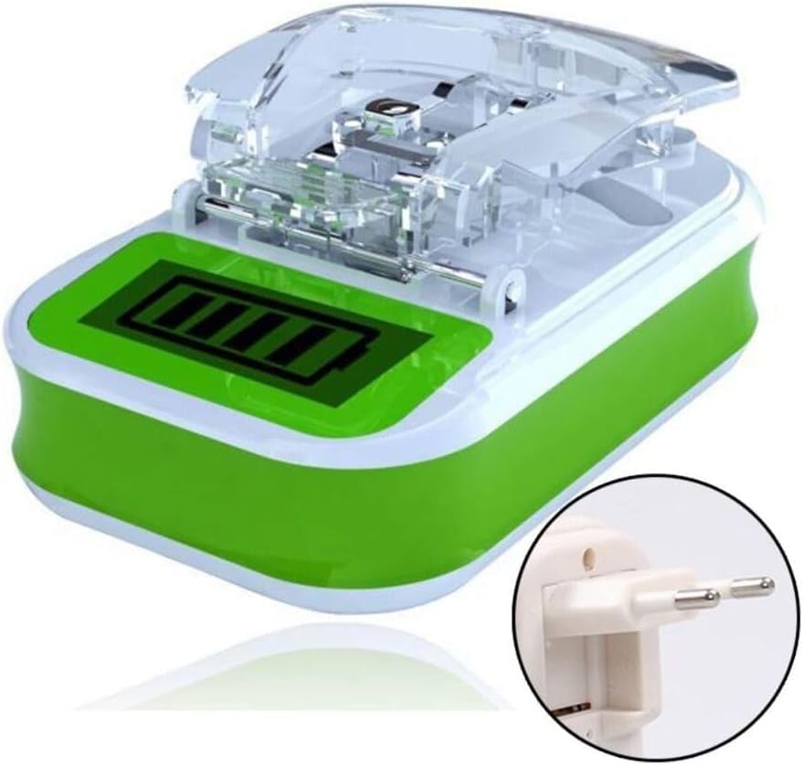 Universal LCD USB Battery Charger with Digital Display Adjustable Charging Clip Portable Rechargeable Battery Charger for Mobile Phone Batteries Camera Batteries and More with LCD Display for battery.