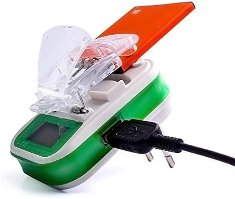 Universal LCD USB Battery Charger with Digital Display Adjustable Charging Clip Portable Rechargeable Battery Charger for Mobile Phone Batteries Camera Batteries and More with LCD Display for battery.