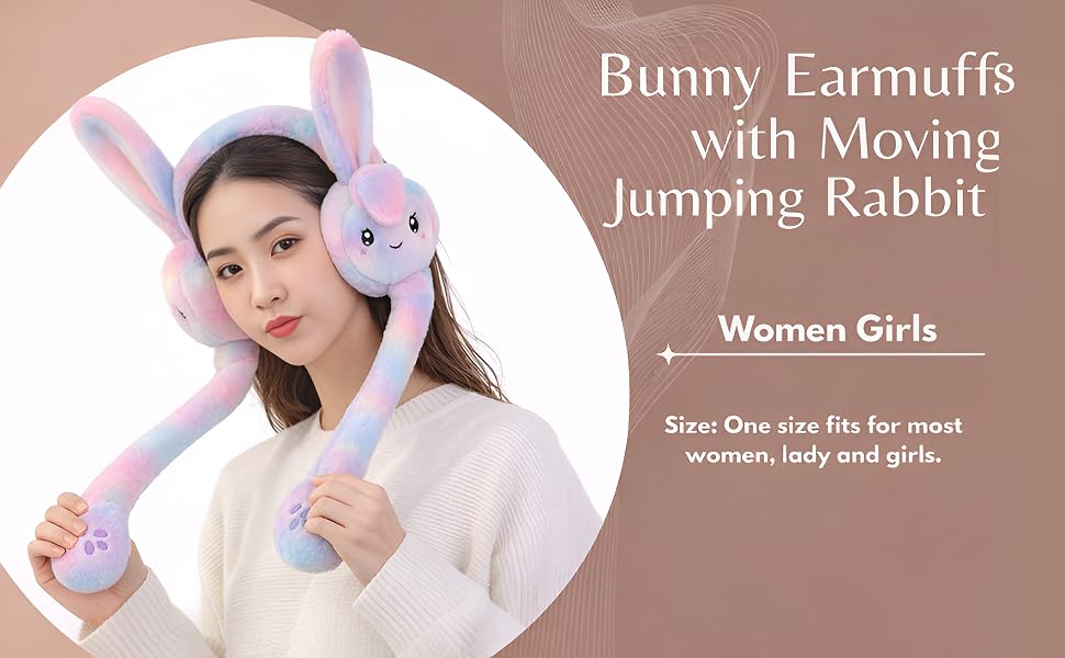 WBK869 Plush Wireless Bluetooth Headphones for girls and Teens, Cute Bunny Ear Soft Plush Headset, Bluetooth 5.3 Stereo Sound, HD Voice, Large Battery, Adjustable Over-Ear Headphones for Music, Calls.