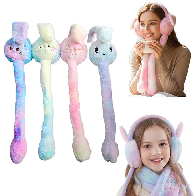 WBK869 Plush Wireless Bluetooth Headphones for girls and Teens, Cute Bunny Ear Soft Plush Headset, Bluetooth 5.3 Stereo Sound, HD Voice, Large Battery, Adjustable Over-Ear Headphones for Music, Calls.