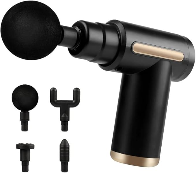 Portable Massage Gun Deep Tissue Muscle Massager Rechargeable Handheld deep Body Massage Device with 4 Interchangeable Massage Heads for Neck Back Shoulders Arms Legs Fitness Recovery and Relaxation.