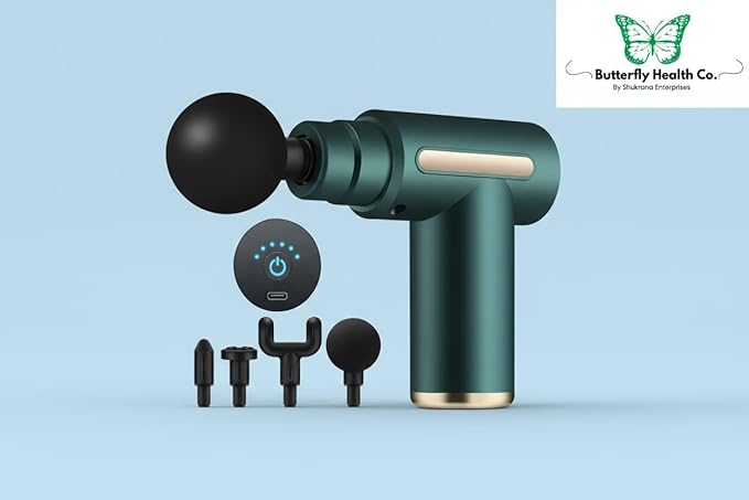 Portable Massage Gun Deep Tissue Muscle Massager Rechargeable Handheld deep Body Massage Device with 4 Interchangeable Massage Heads for Neck Back Shoulders Arms Legs Fitness Recovery and Relaxation.