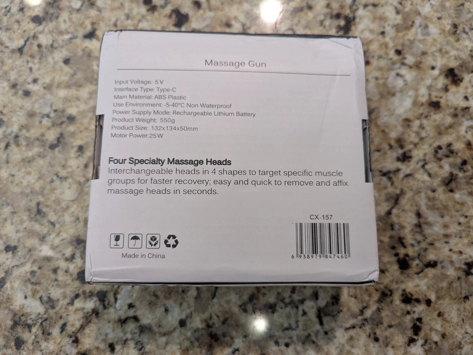 Portable Massage Gun Deep Tissue Muscle Massager Rechargeable Handheld deep Body Massage Device with 4 Interchangeable Massage Heads for Neck Back Shoulders Arms Legs Fitness Recovery and Relaxation.