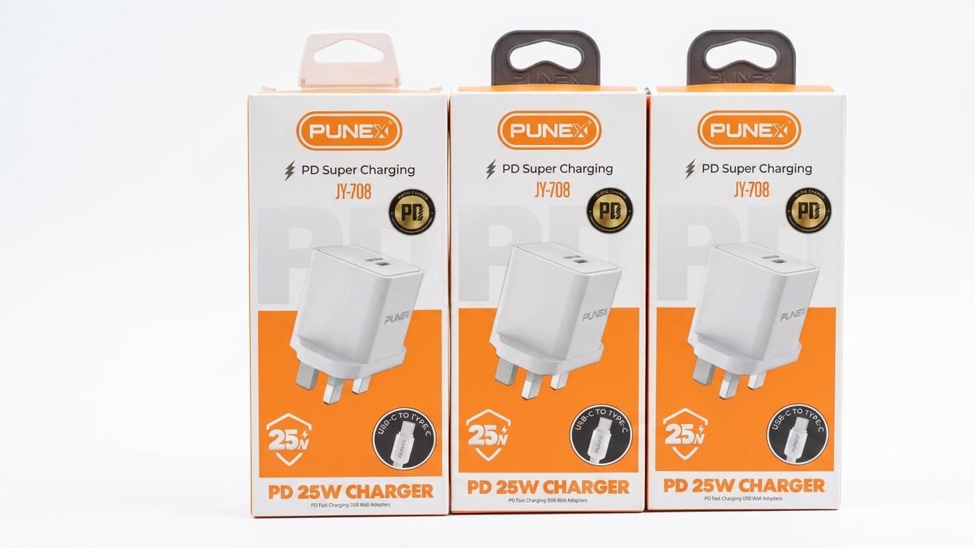 PUNEX JY-708 PD 25W Super Fast Charger with USB-C to Type-C Cable Fast Charging Wall Adapter Power Delivery Charger for Android Smartphones, Tablets and Compatible USB-C Devices with Safety Protection