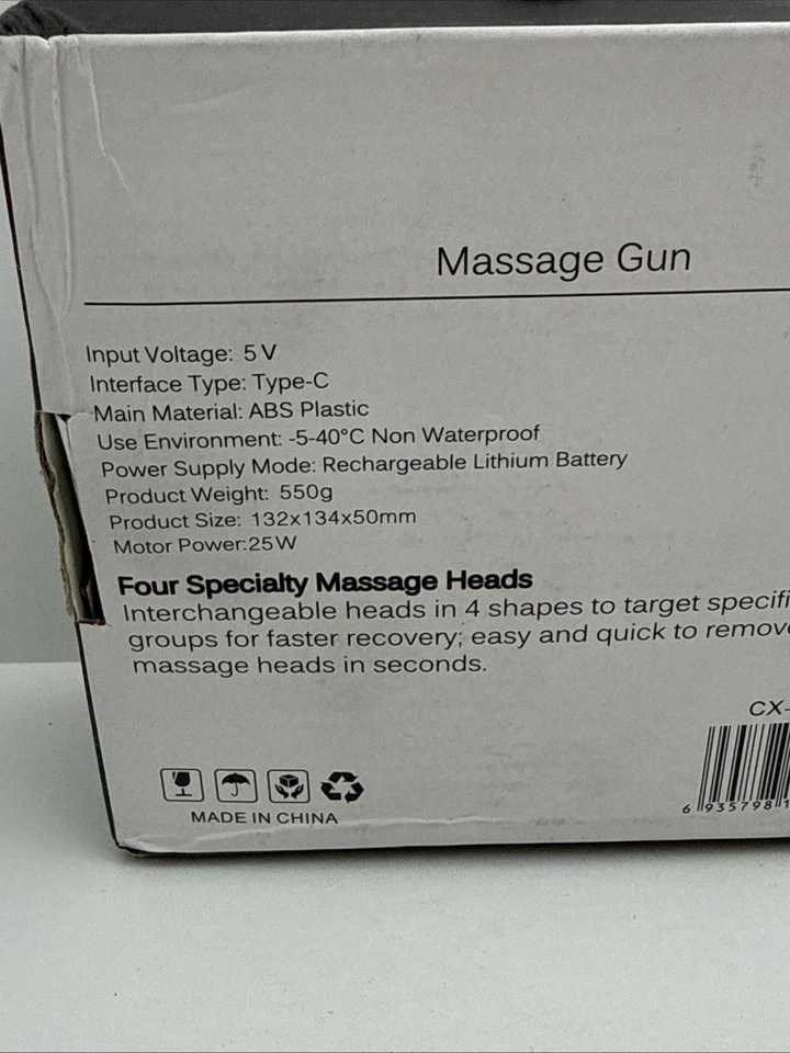 Portable Massage Gun Deep Tissue Muscle Massager Rechargeable Handheld deep Body Massage Device with 4 Interchangeable Massage Heads for Neck Back Shoulders Arms Legs Fitness Recovery and Relaxation.