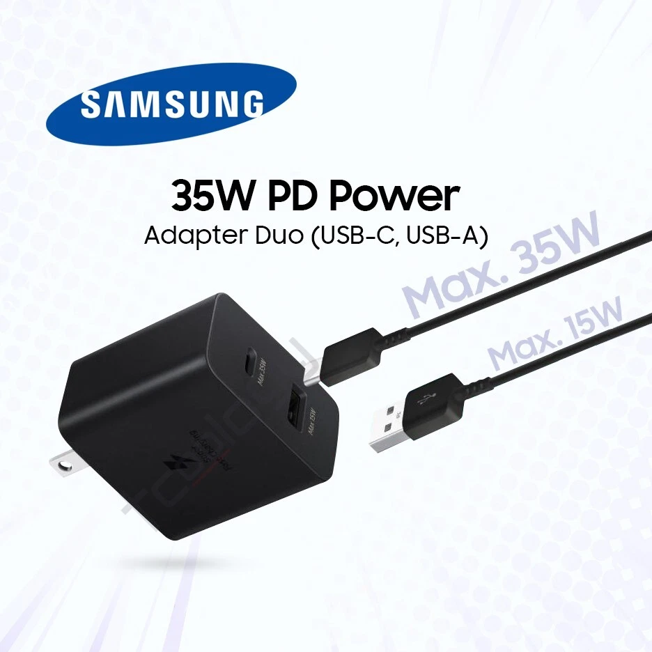 Samsung Super Fast Charging PD Adapter USB-C Wall Charger 25W 35W 45W 65W Power Adapter with Power Delivery Technology for Galaxy Smartphones, Tablets, Laptops, Earbuds and USB-C Compatible Devices  .