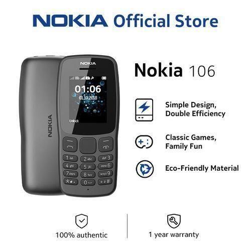Nokia 106 Dual SIM Feature Phone with Long Battery Life, Original Kabambe Katululu kaduda Strong Signal Reception, Durable Build Quality, Bright Display Screen, Loud Speaker, Classic Keypad Design Rel