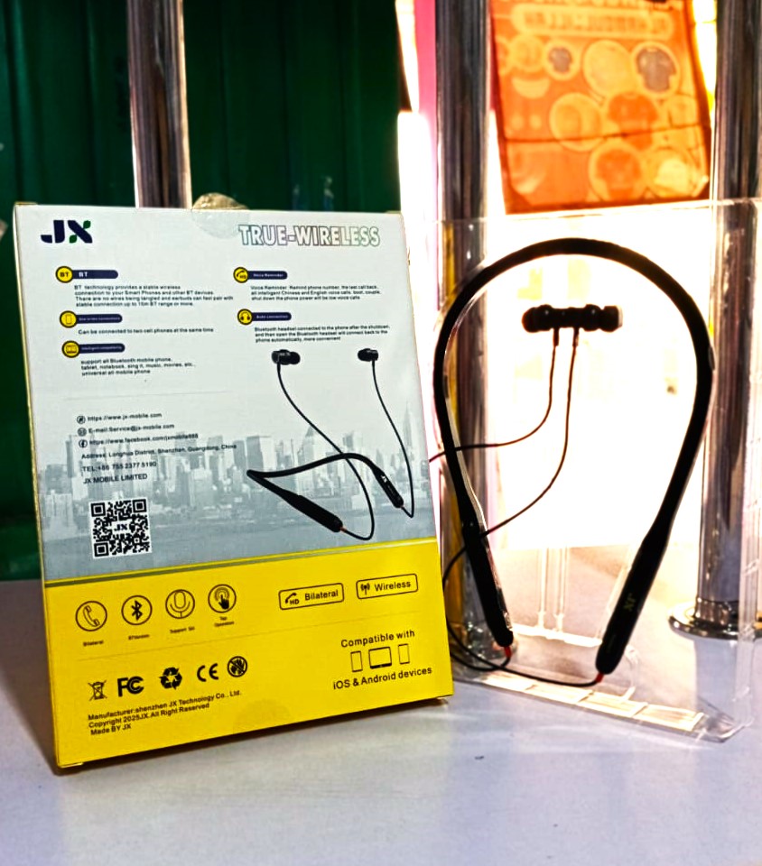 JX SPORTS Wireless Stereo Earphones – TWS Bluetooth Neckband Headset with HD Voice, Call Vibration, Rechargeable Battery, iPhone/iPad Compatible, Deep Bass, Necklace 5 Design for Sports & Daily Use