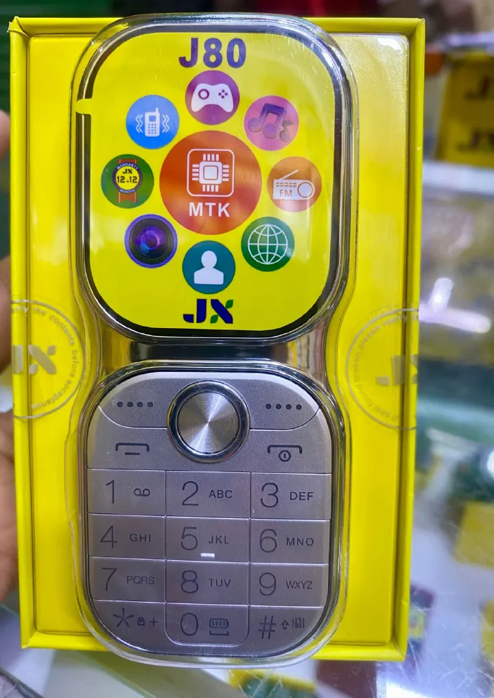 JX J80 NEW ARRIVAL KABAMBE/KATULULU/ MULIKA MWIZI MOBILE PHONE FEATURE PHONE WITH UNIQUE SHAPE SCREEN DISPLAY 2" BATTERY 1200MAH WIRELESS FM DUAL SIM CARD HD CAMERA ONE