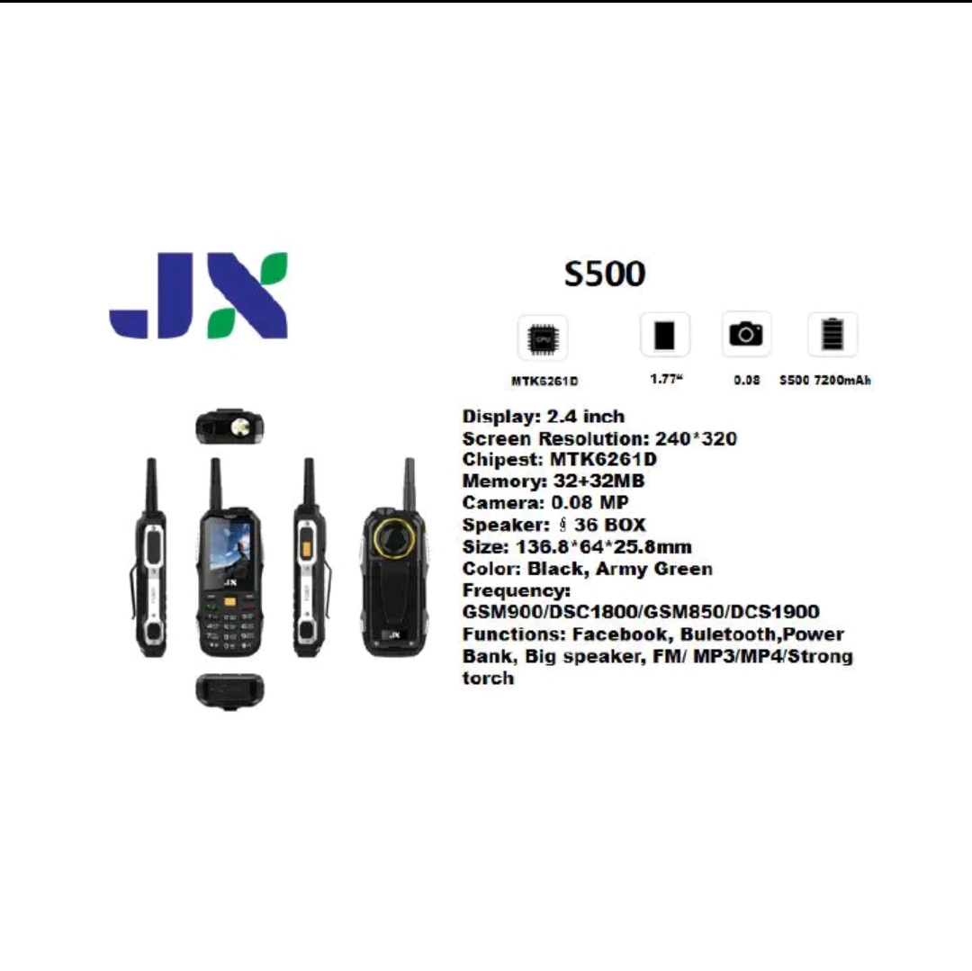 [NEW ARRIVAL!!]BRAND NEW JX S500 2.4 inch Display 7200mAh Buletooth Vibrator/Wireless FM/ MP3/MP4/Big Torch/ Auto callrecording/Power Bank Cell Feature Phone