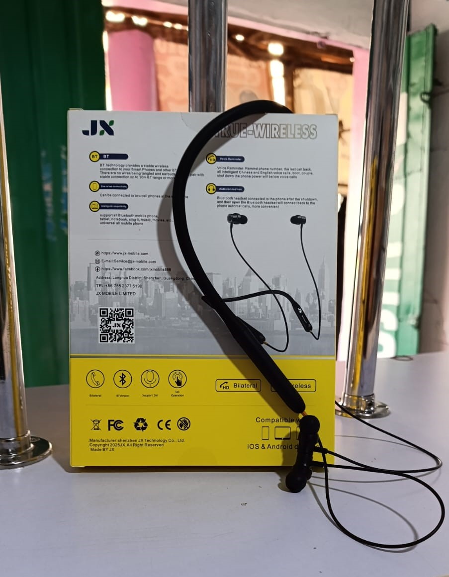 JX SPORTS Wireless Stereo Earphones – TWS Bluetooth Neckband Headset with HD Voice, Call Vibration, Rechargeable Battery, iPhone/iPad Compatible, Deep Bass, Necklace 5 Design for Sports & Daily Use