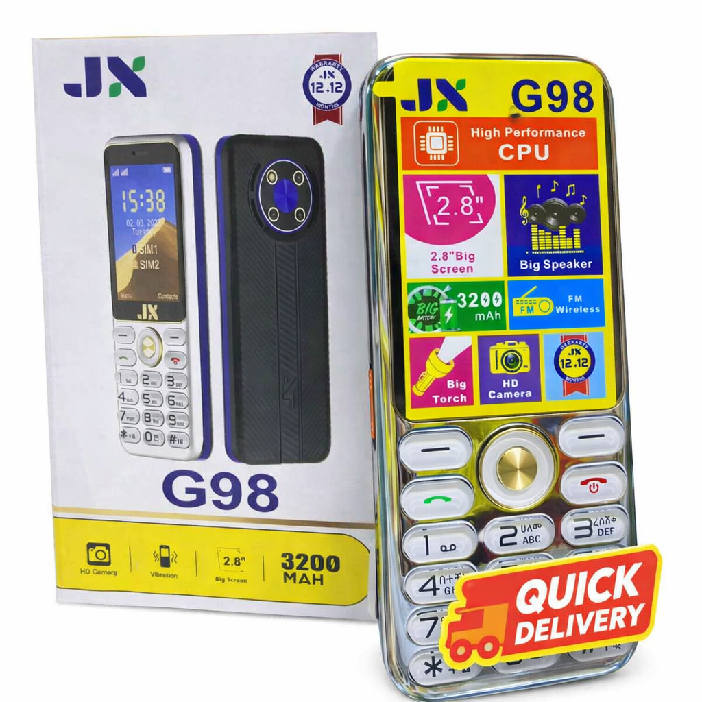 LIMITED DISCOUNT !!! BRAND NEW JX G98 Feature Phone | 2.8" Big Screen | 3200mAh Big Battery | Dual SIM Powerful Keypad Phone - Loud Speaker, Big Screen, Wireless FM & Torch