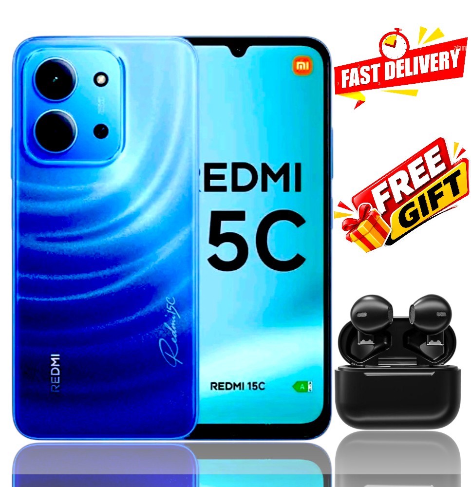 REDMI 15C 128GB ROM 8(4+4) GB Ram 6.9'' LCD 50MP Main Camera 8MP selfie camera 6000mAh 33W Fast Charger Android 15 Xiaomi Hyper OS 2 Mediatek  Side Fingerprint smart phones + FREE GIFTS FOR YOU