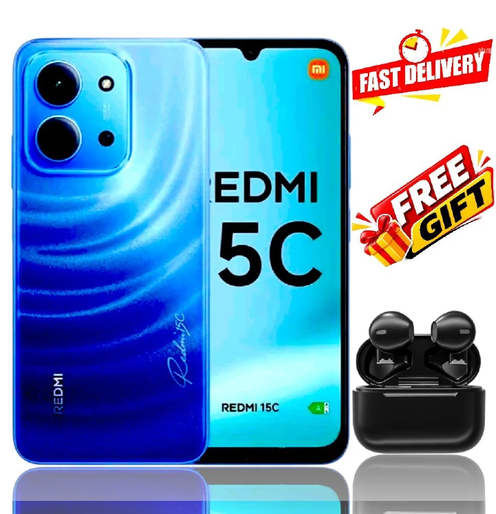 REDMI 15C 128GB ROM 8(4+4) GB Ram 6.9'' LCD 50MP Main Camera 8MP selfie camera 6000mAh 33W Fast Charger Android 15 Xiaomi Hyper OS 2 Mediatek  Side Fingerprint smart phones + FREE GIFTS FOR YOU
