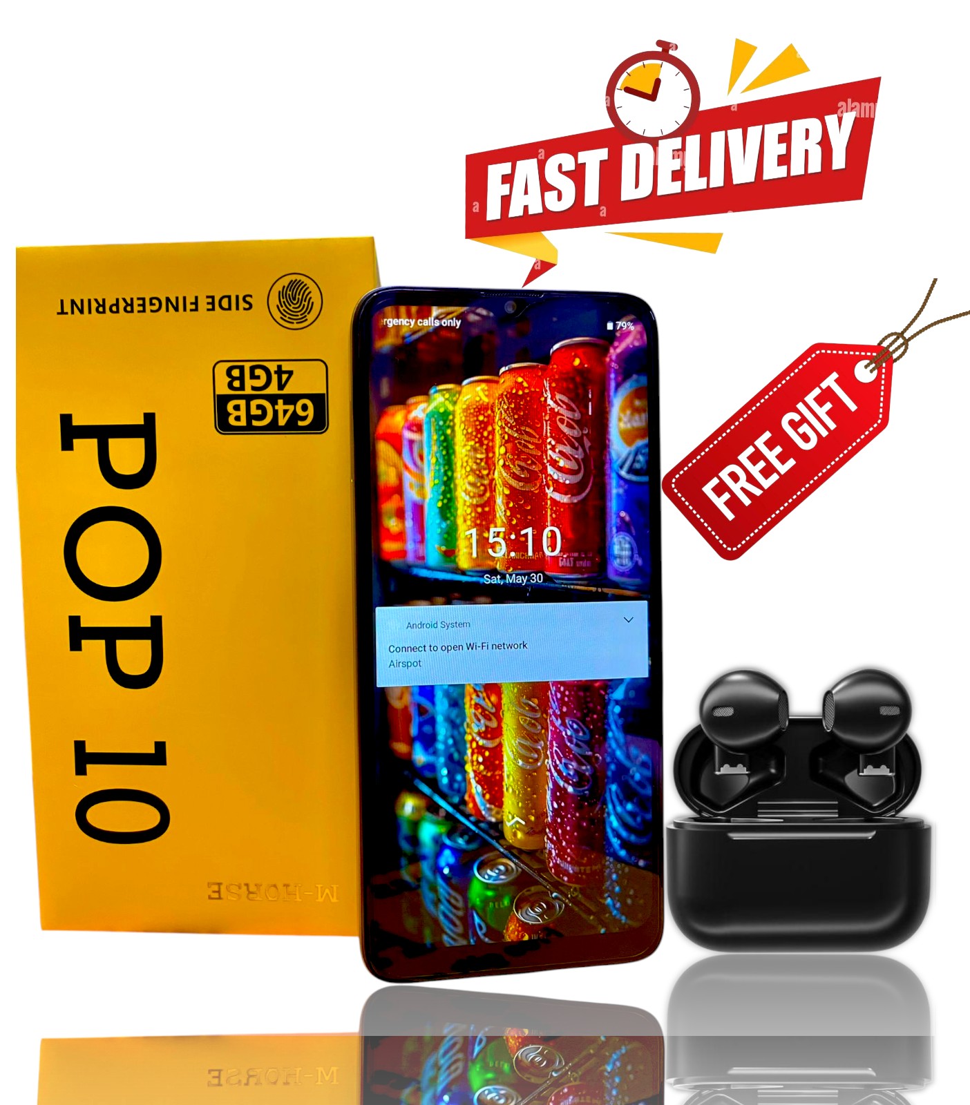 *M-HORSE POP 10 64GB ROM + 4GB RAM 4G Network 6.6" Dual Speakers IP64 Waterproof 8MP MAIN CAMERA 5MP SELFIE 5000mAh BATTERY CAPACITY Type-C Android 14 Dual SIM Phone Side Fingerprint smartphones*