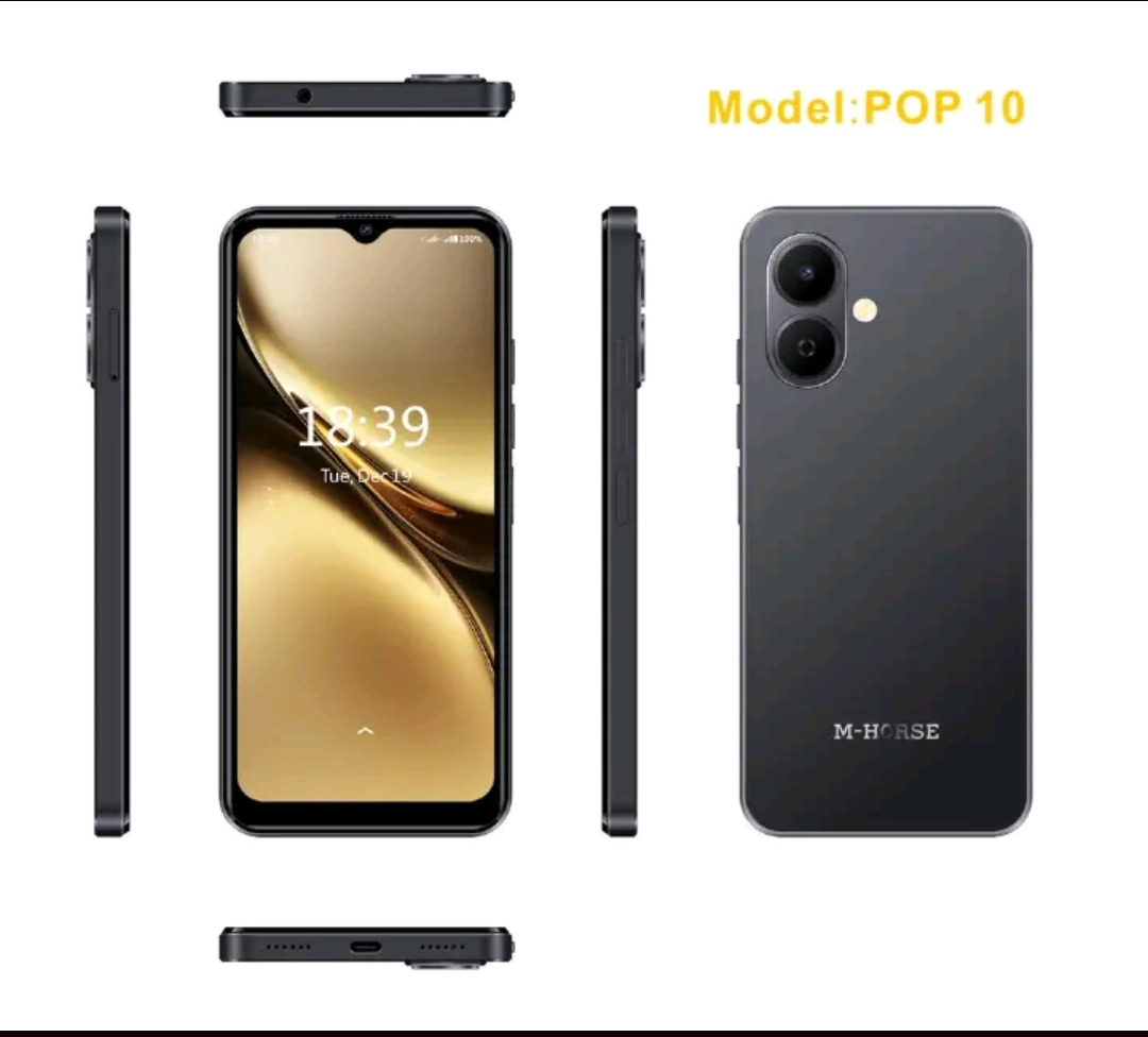 *M-HORSE POP 10 64GB ROM + 4GB RAM 4G Network 6.6" Dual Speakers IP64 Waterproof 8MP MAIN CAMERA 5MP SELFIE 5000mAh BATTERY CAPACITY Type-C Android 14 Dual SIM Phone Side Fingerprint smartphones*
