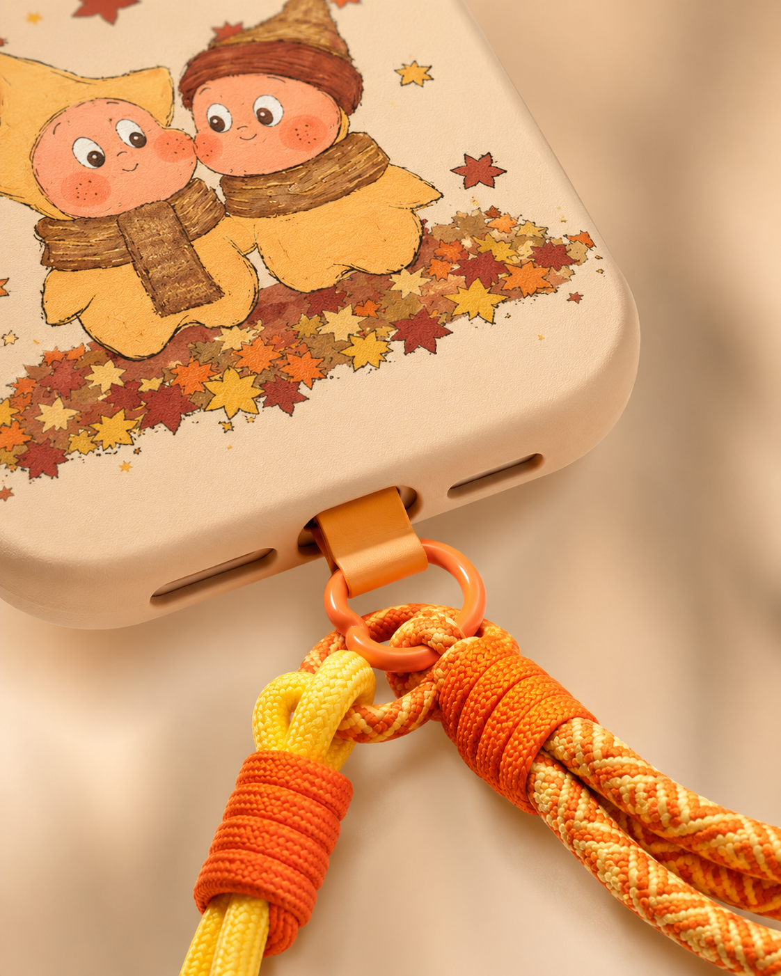 Cute Cartoon Samsung Phone Case with Lanyard for A07 A06 A05 Soft Shockproof Fall Leaves Star Strap Cover for Girls