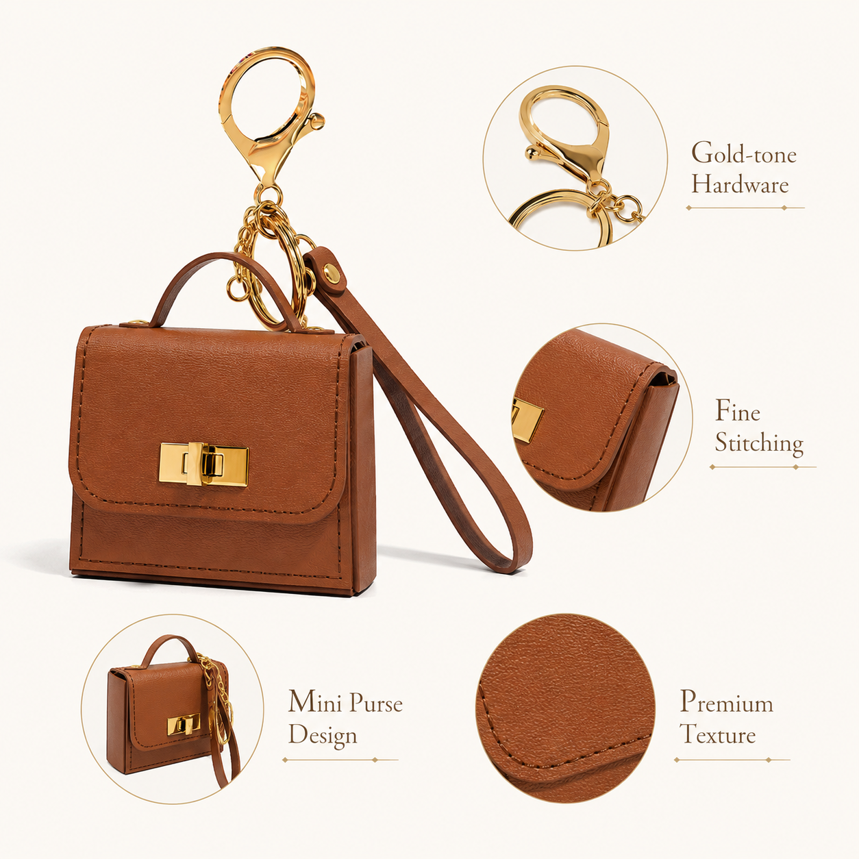 2pcs Mini Handbag Bag Charm Keychain Elegant Purse Pendant Wrist Strap Fashion Bag Accessory Gift for Women Girls