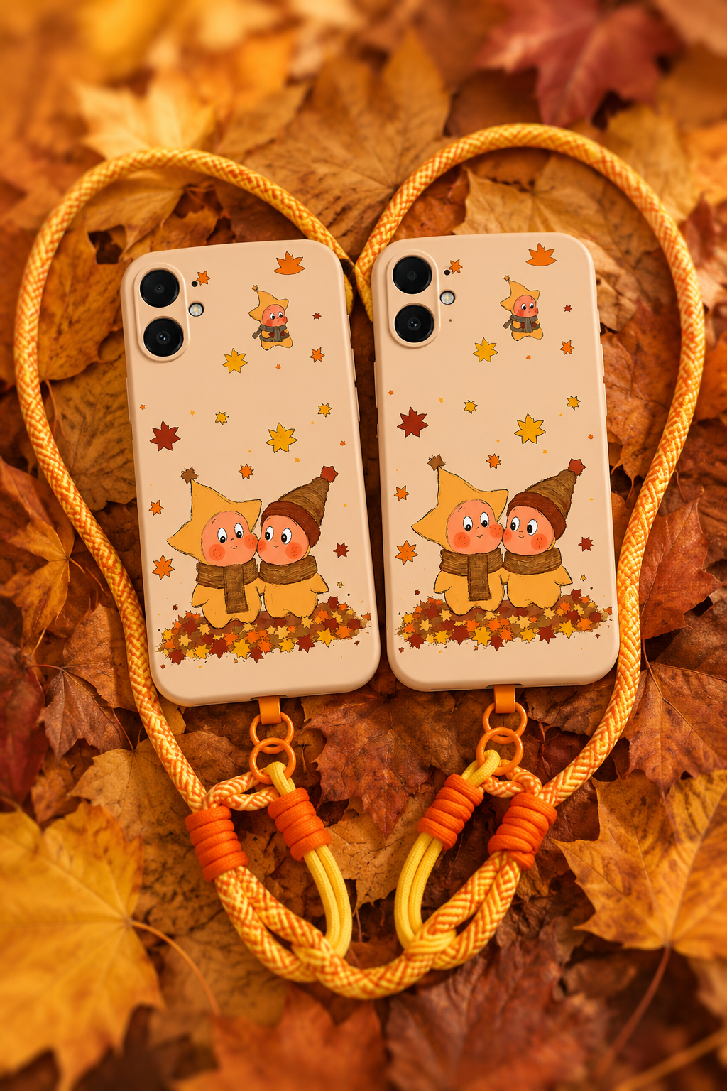 Cute Cartoon Samsung Phone Case with Lanyard for A07 A06 A05 Soft Shockproof Fall Leaves Star Strap Cover for Girls