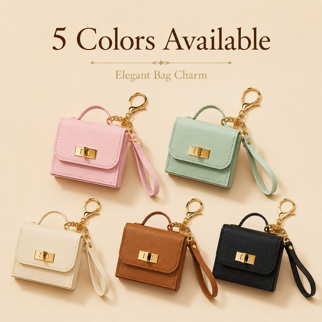 2pcs Mini Handbag Bag Charm Keychain Elegant Purse Pendant Wrist Strap Fashion Bag Accessory Gift for Women Girls
