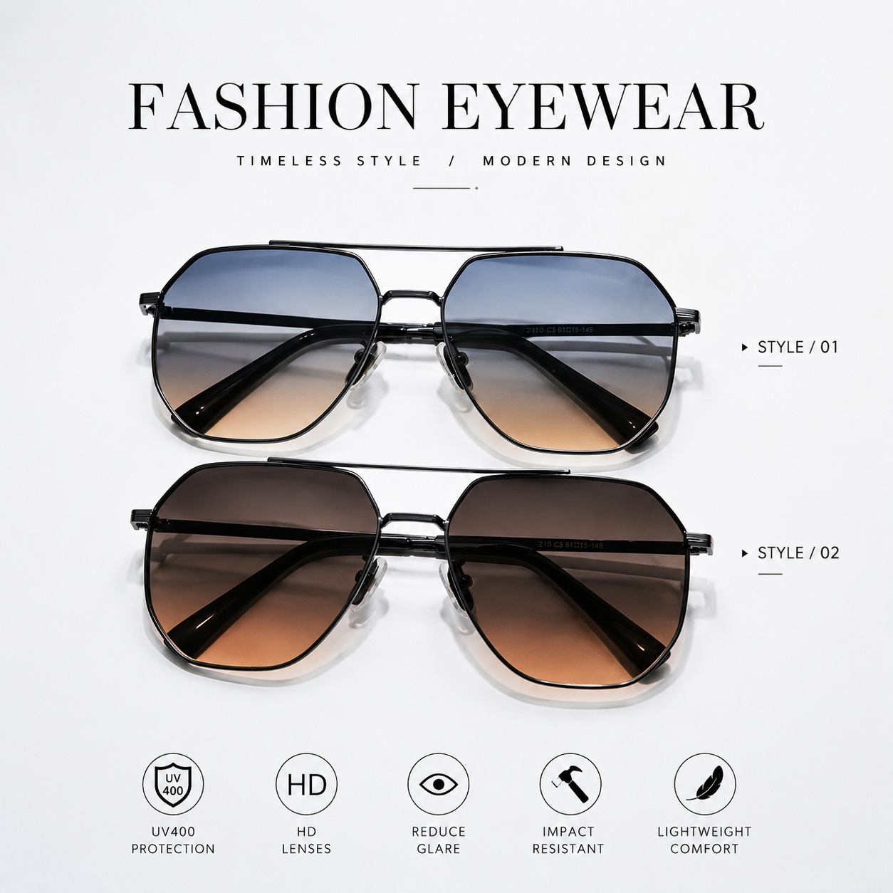 Luxury Geometric Sunglasses for Women Men UV400 Fashion Gradient Lens Polygon Eyewear Vintage Metal Frame Driving Sun Glasses Outdoor Shades