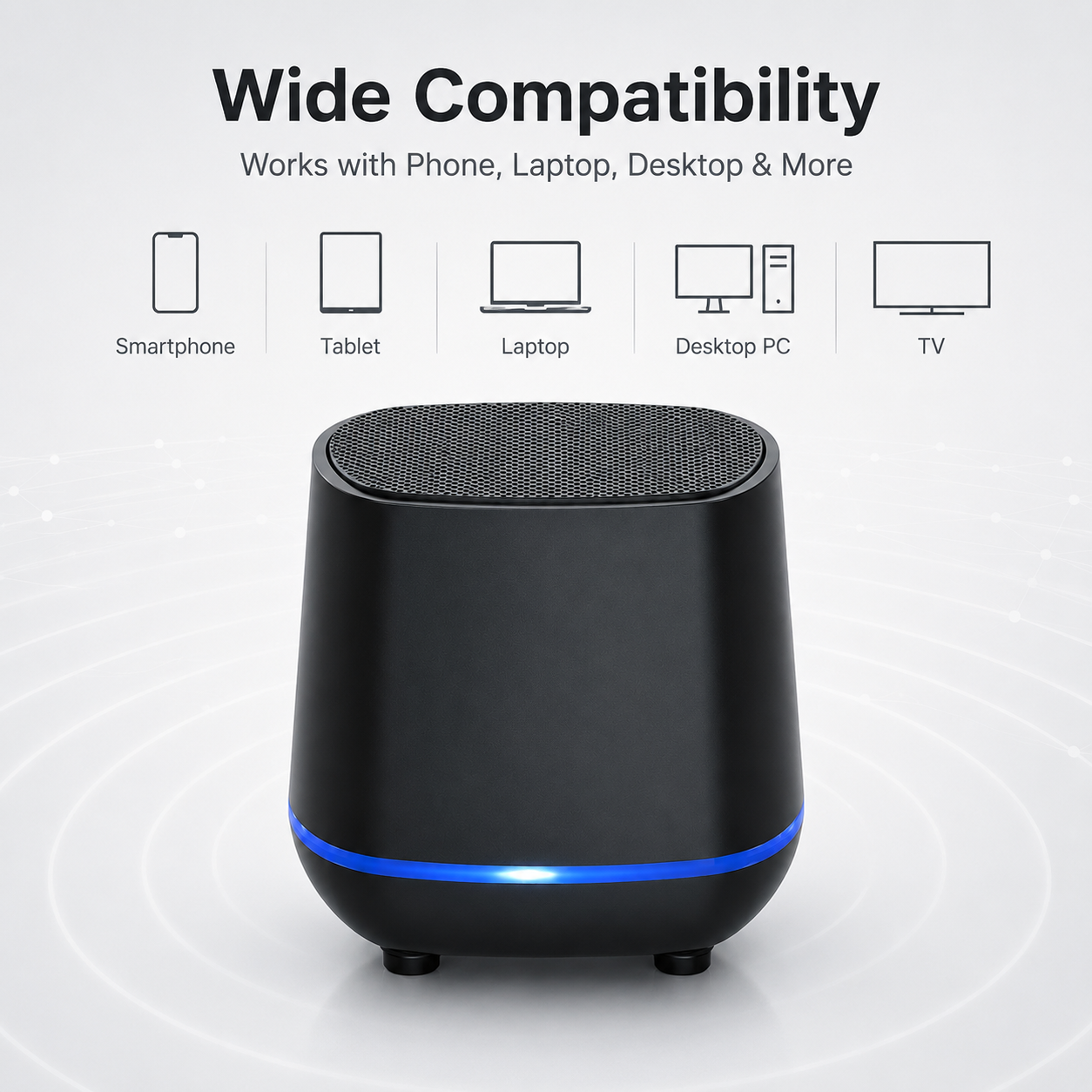 Mini USB Desktop Speaker 3W Powerful Bass Portable Computer Speaker With Blue LED Light 3.5mm Audio Wired Speaker For Laptop Phone TV PC Gaming Music