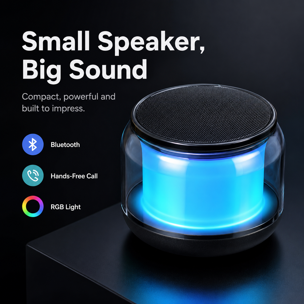 RGB LED Bluetooth Speaker Portable Mini Wireless Speaker With 360° Surround Sound, TWS Stereo Pairing, Hands-Free Call, Long Battery Life, Colorful Light Music Speaker for Home Party Gift
