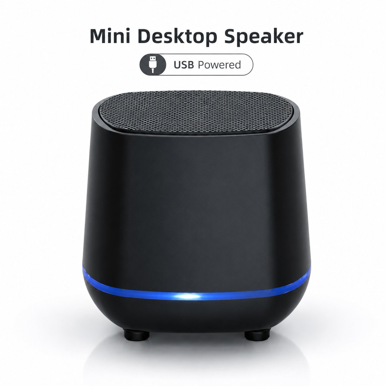 Mini USB Desktop Speaker 3W Powerful Bass Portable Computer Speaker With Blue LED Light 3.5mm Audio Wired Speaker For Laptop Phone TV PC Gaming Music