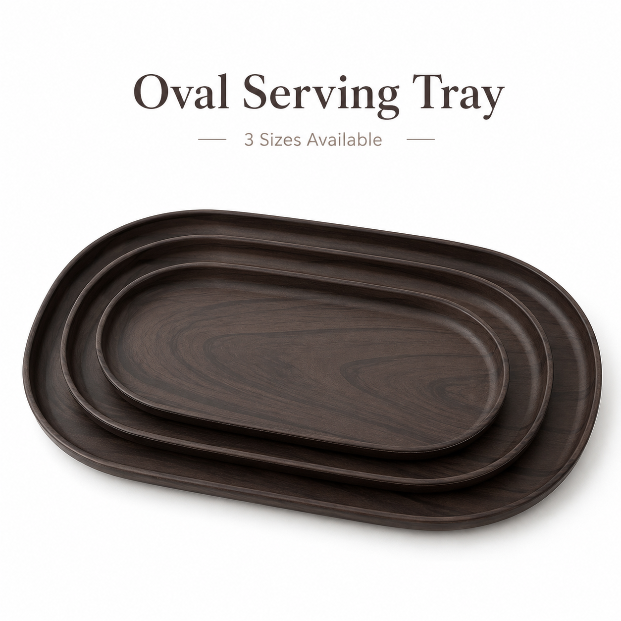 Wooden Serving Tray Large Medium Small Oval Coffee Snack Tray Decorative Food Tray Table Organizer Home Kitchen Restaurant Use