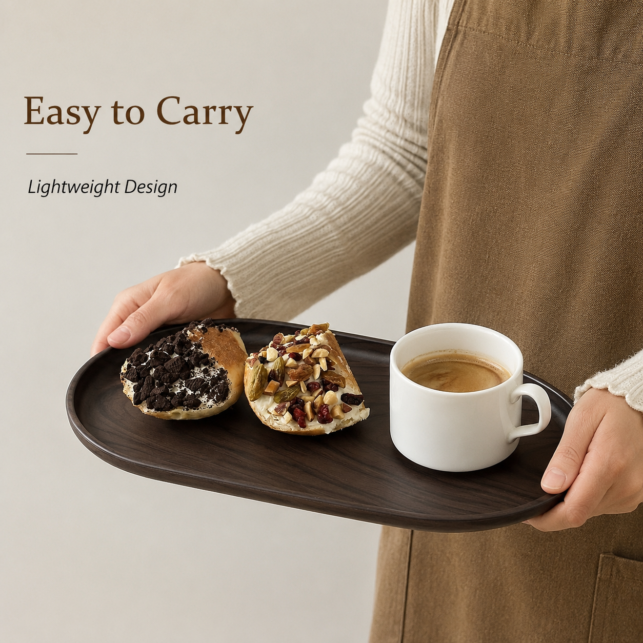 Wooden Serving Tray Large Medium Small Oval Coffee Snack Tray Decorative Food Tray Table Organizer Home Kitchen Restaurant Use