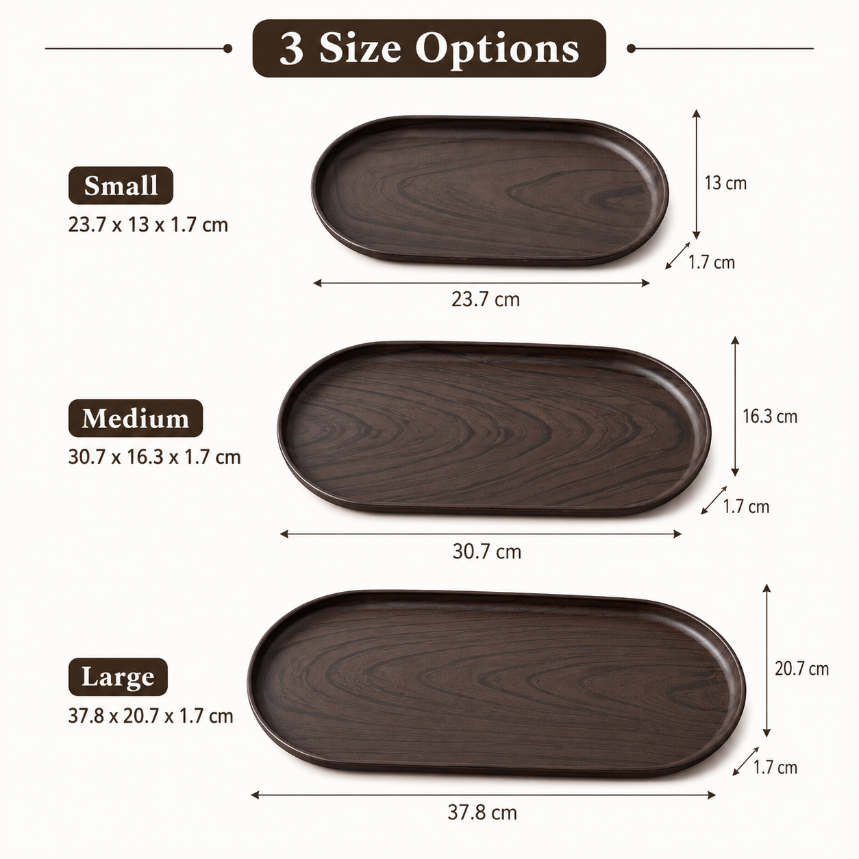Wooden Serving Tray Large Medium Small Oval Coffee Snack Tray Decorative Food Tray Table Organizer Home Kitchen Restaurant Use