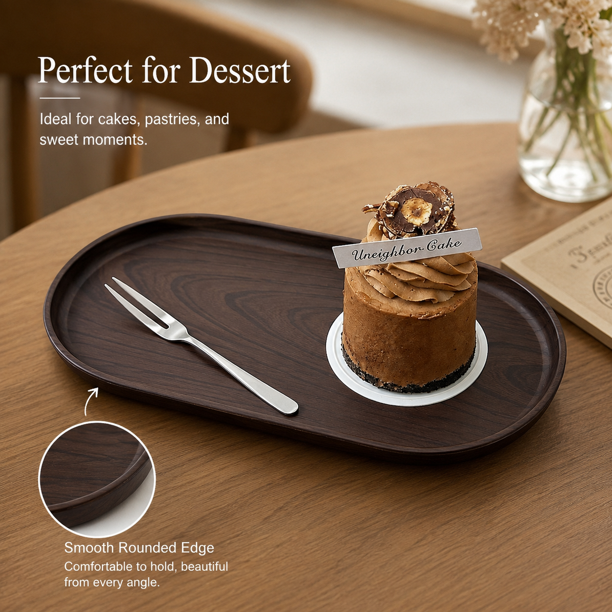Wooden Serving Tray Large Medium Small Oval Coffee Snack Tray Decorative Food Tray Table Organizer Home Kitchen Restaurant Use