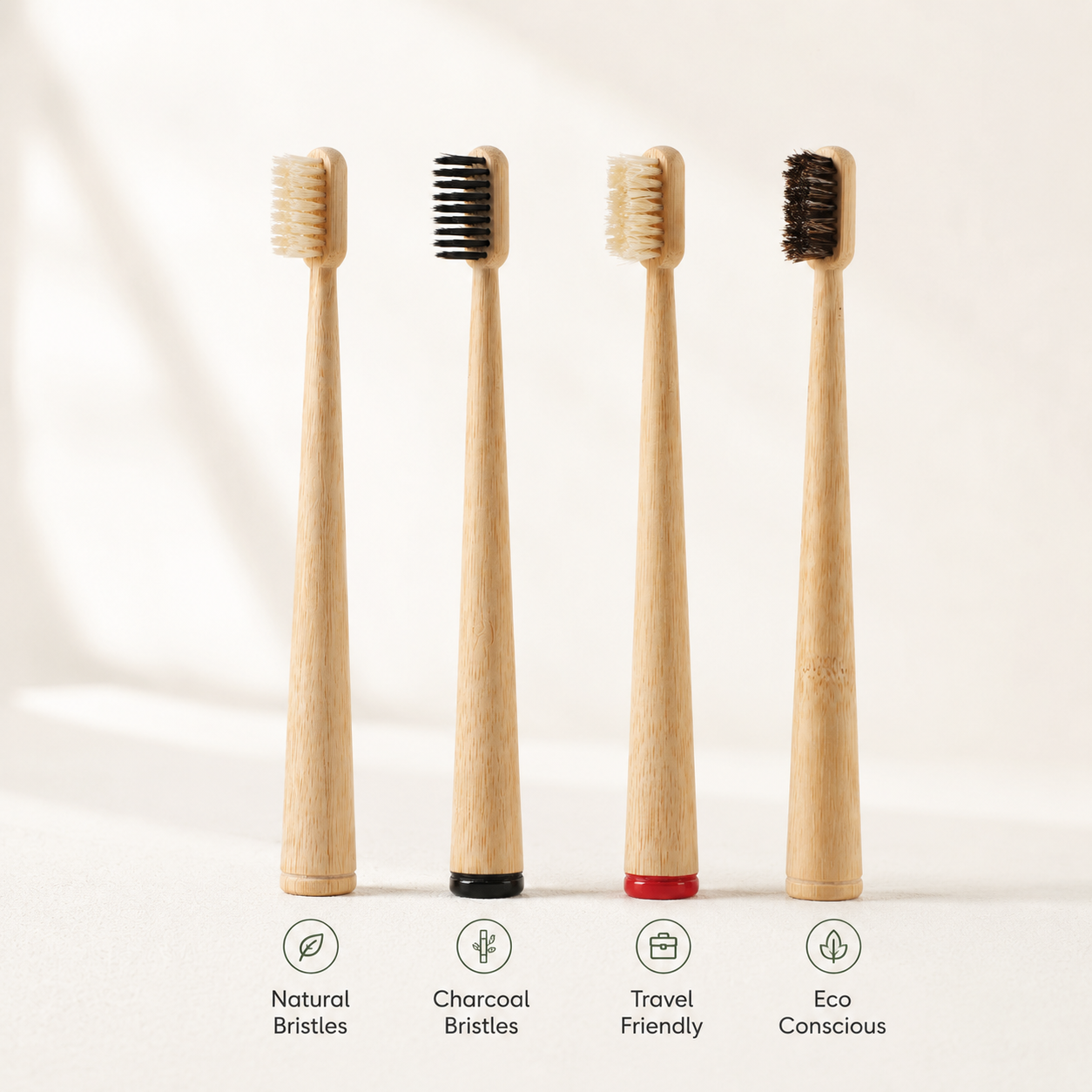 2PCS Premium Bamboo Toothbrush Set with Travel Cases Natural Wooden Tooth Brush Soft & Charcoal Bristles Eco Friendly Portable Oral Care for Home Travel