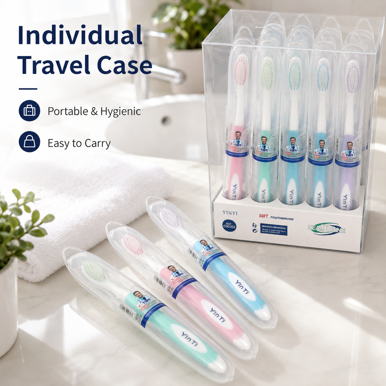 Portable Travel Toothbrush Set with Protective Cover Soft Bristle Manual Toothbrush Compact Tooth Brush for Adults Kids Home Hotel Camping Daily Oral Care