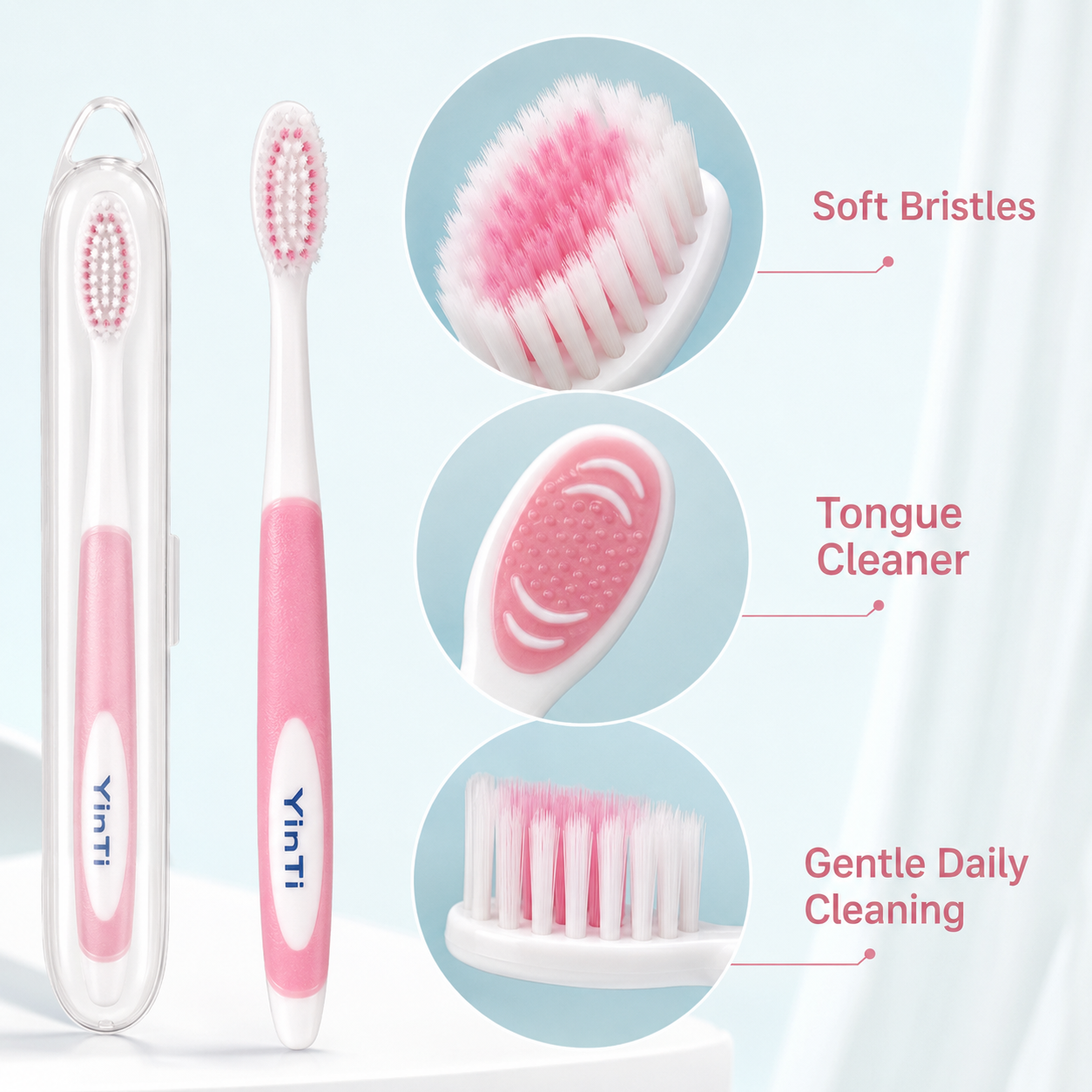 Portable Travel Toothbrush Set with Protective Cover Soft Bristle Manual Toothbrush Compact Tooth Brush for Adults Kids Home Hotel Camping Daily Oral Care