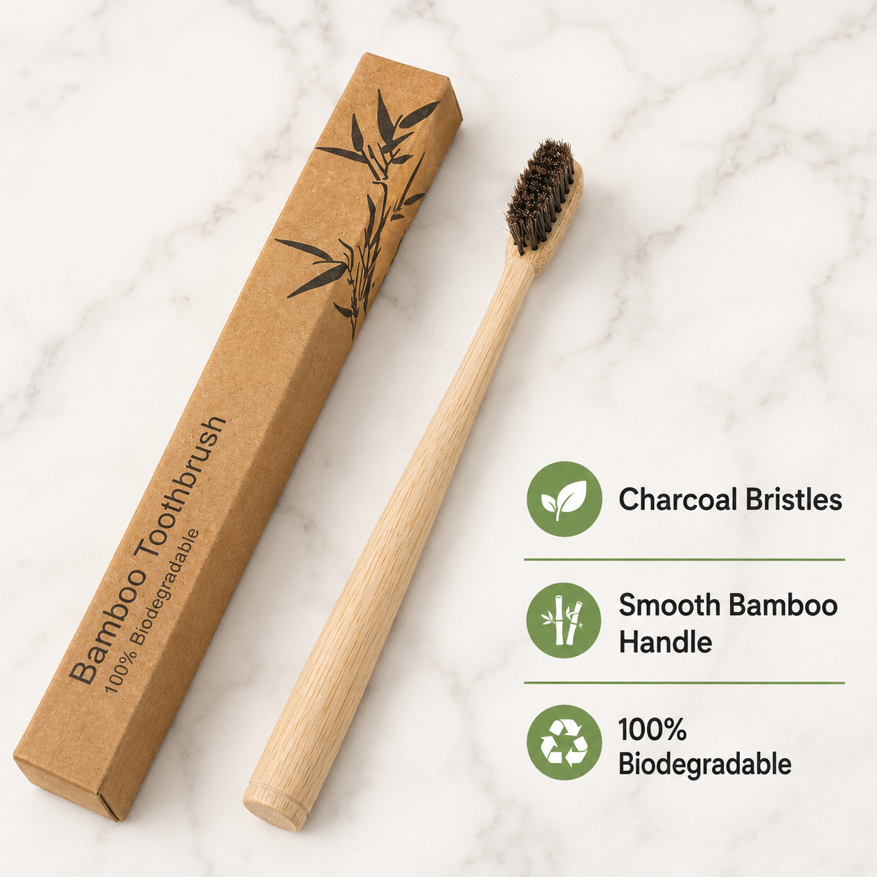 2PCS Bamboo Toothbrush Set Eco Friendly Biodegradable Wooden Toothbrush Soft Bristles Charcoal Bristle Natural Bamboo Handle Oral Care Travel Tooth Brush