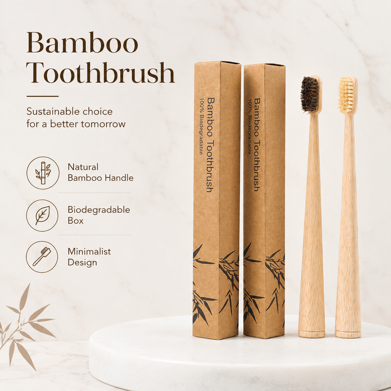 2PCS Bamboo Toothbrush Set Eco Friendly Biodegradable Wooden Toothbrush Soft Bristles Charcoal Bristle Natural Bamboo Handle Oral Care Travel Tooth Brush
