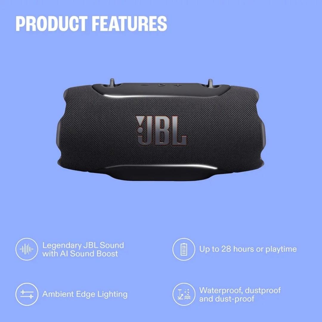 JBL Xtreme 5 Portable Waterproof Speaker with Massive Legendary JBL Sound, Ambient Edge Lighting, Convenient Shoulder Strap, Supports Lossless USB-C Audio, Built-in power bank & Auracast
