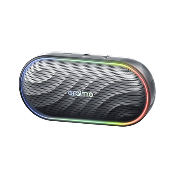 Oraimo SpaceBox 8W FM Wireless Speaker OBS-382- Booming and Thumping Bass | Personalized Light Show | Playtime Boost Mode |Galaxy Trail Fluidity Texture | Custom EQ Settings | Multiple Play Modes.
