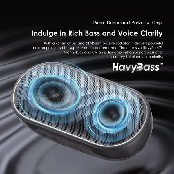 Oraimo SpaceBox 8W FM Wireless Speaker OBS-382- Booming and Thumping Bass | Personalized Light Show | Playtime Boost Mode |Galaxy Trail Fluidity Texture | Custom EQ Settings | Multiple Play Modes.