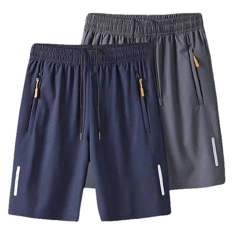 New summer men's shorts thin ice silk quick drying shorts men's sports five inch shorts loose breathable beach pants