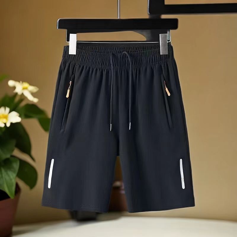 New summer men's shorts thin ice silk quick drying shorts men's sports five inch shorts loose breathable beach pants