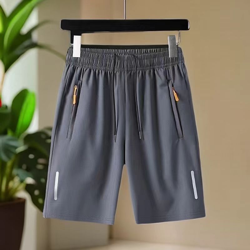 New summer men's shorts thin ice silk quick drying shorts men's sports five inch shorts loose breathable beach pants
