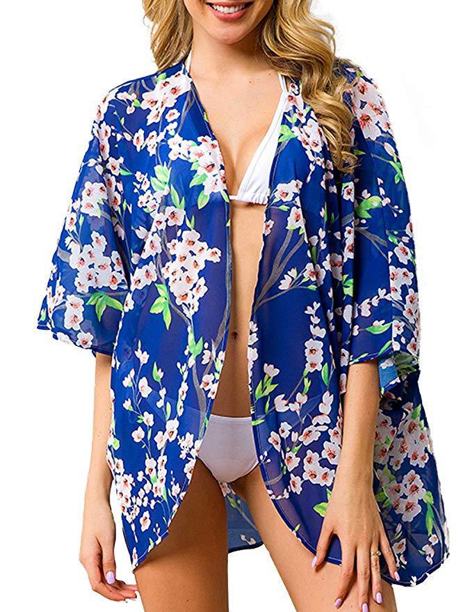 Cross border Amazon European and American women's clothing, summer fashion sunscreen cloak, women's chiffon shirt, beach shawl shirt for women
