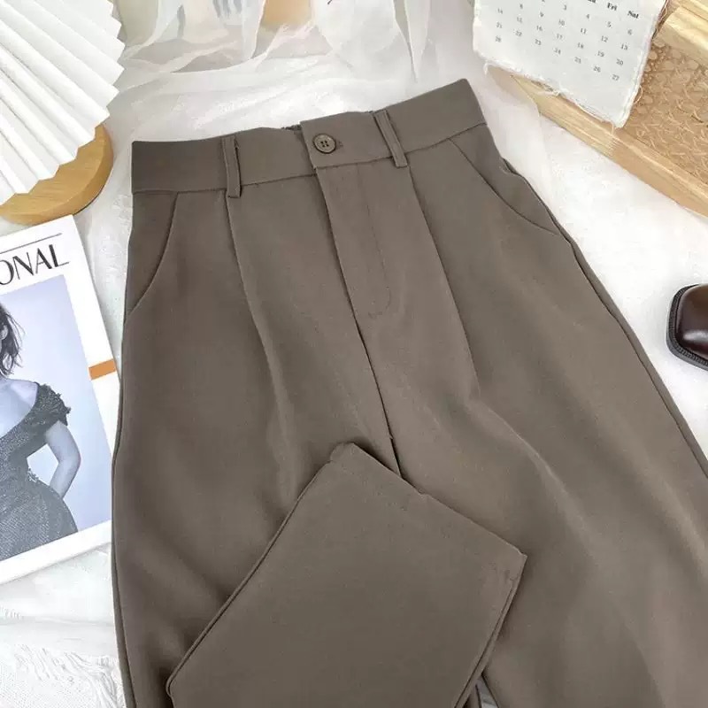 Pink high waisted hanging wide leg pants for women in summer 2026, candy colored suit pants, straight leg versatile casual pants for women