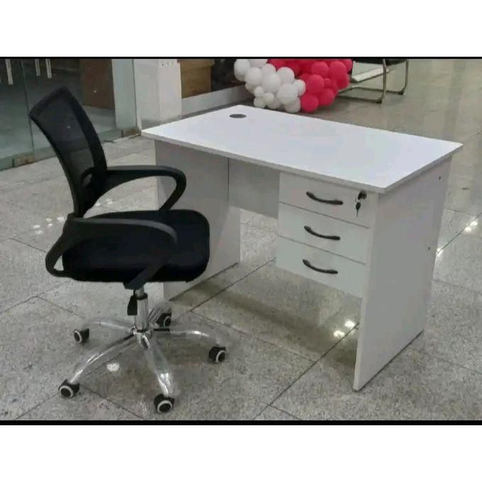 (BRAND NEW) Modern Office Desk 1 Meter Office Chair Set Office Study Desk with Ergonomic Office Chair Durable Comfortable Home & Office Brown/White/grey