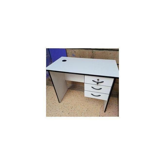 (BRAND NEW) Office Desk 1 Metre White, Durable Home Office Workstation with 3 Drawers and Key Lock, Comfortable Modern Study & Writing Table for Laptop Use, Strong Stable Space-Saving Design for Home