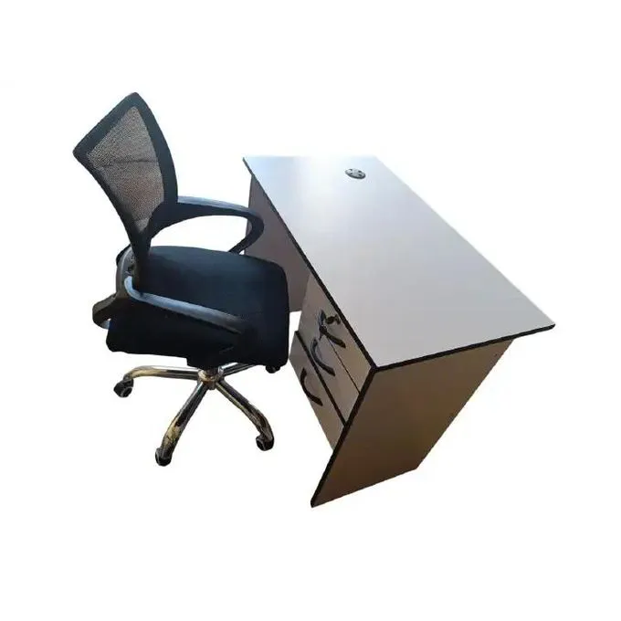 (BRAND NEW) Modern Office Desk 1 Meter Office Chair Set Office Study Desk with Ergonomic Office Chair Durable Comfortable Home & Office Brown/White/grey
