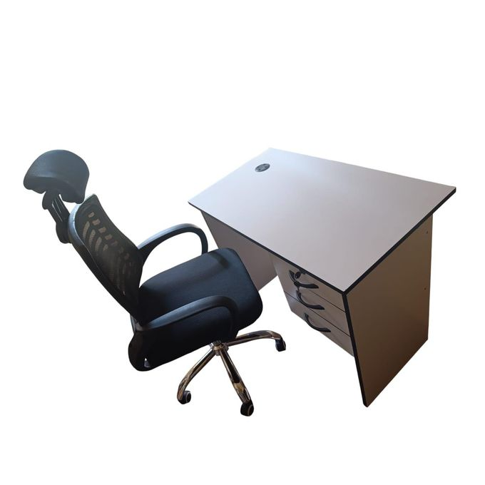 (brand new)Modern Office Desk 1.2 Meter Office Chair with headrest Set Office Study Desk with Ergonomic Office Chair Durable Comfortable Home & Office Brown/White/grey