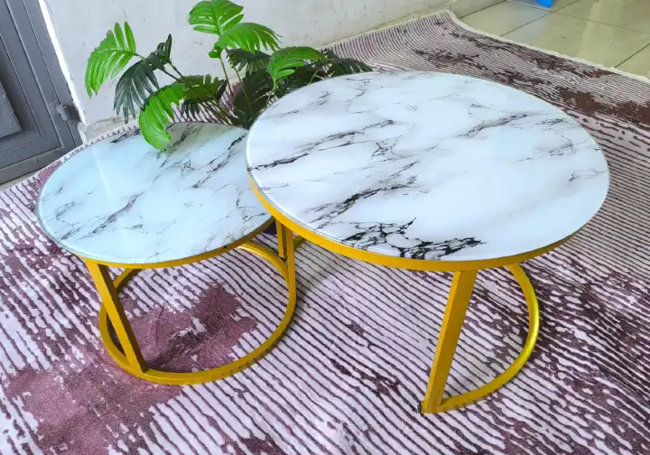 {BRAND NEW}Nesting Bree Nordic luxury coffee table 2 in 1 tables Marble effect,Tempered Glass Effect Dining Room Furniture Nesting Nordic luxury coffee table